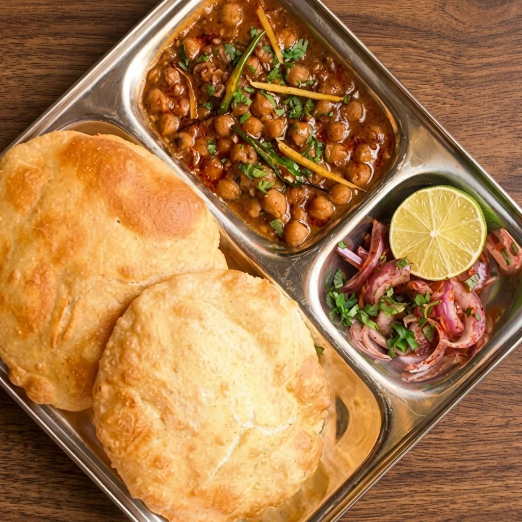 Paneer Butter Masala served with Butter Naan at Cafe Junoon Calgary